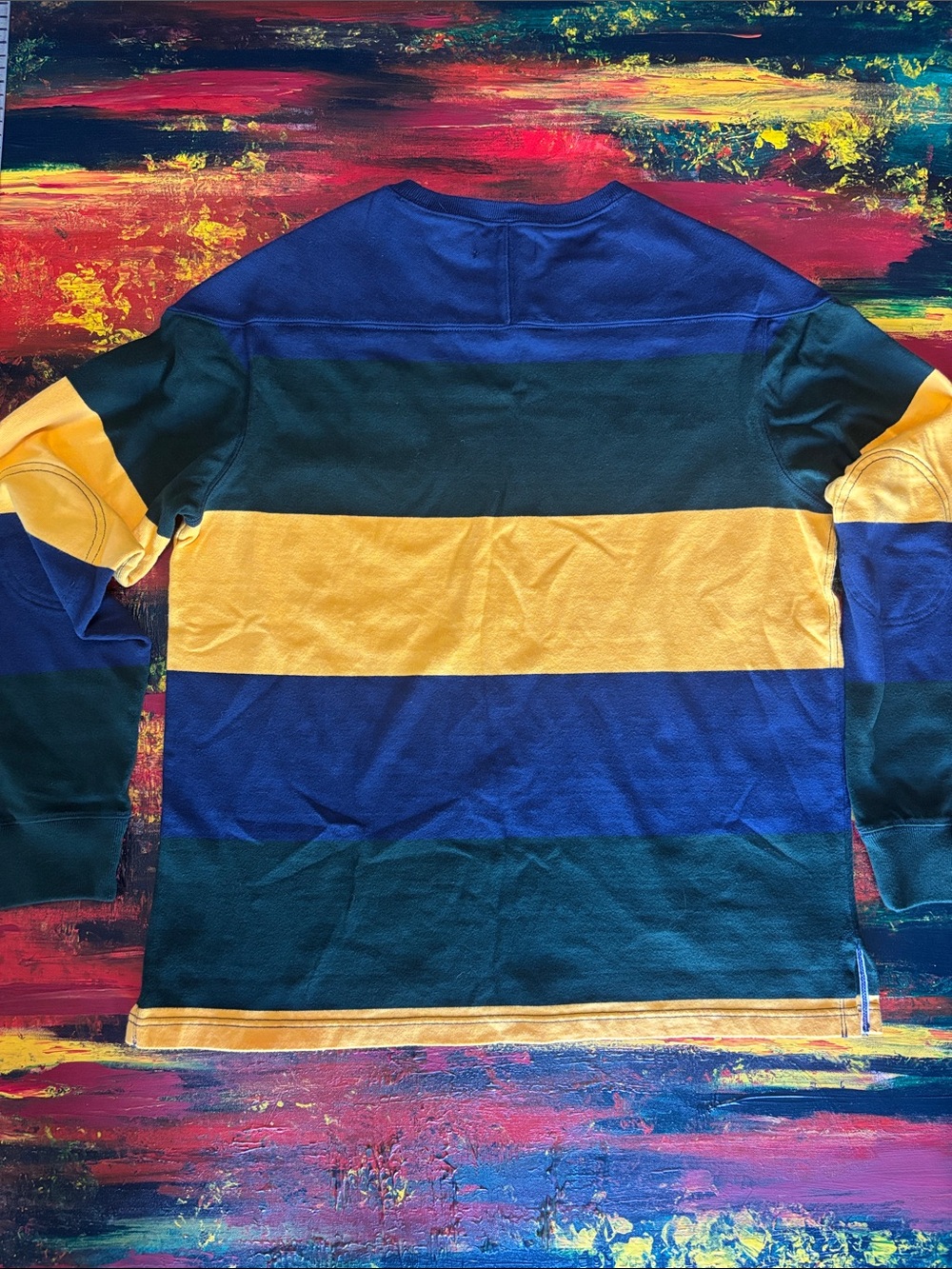 Ralph Lauren Polo Rugby Long-Sleeve Stripe Crewneck - Navy, Green, Yellow - Picture 7 of 12
